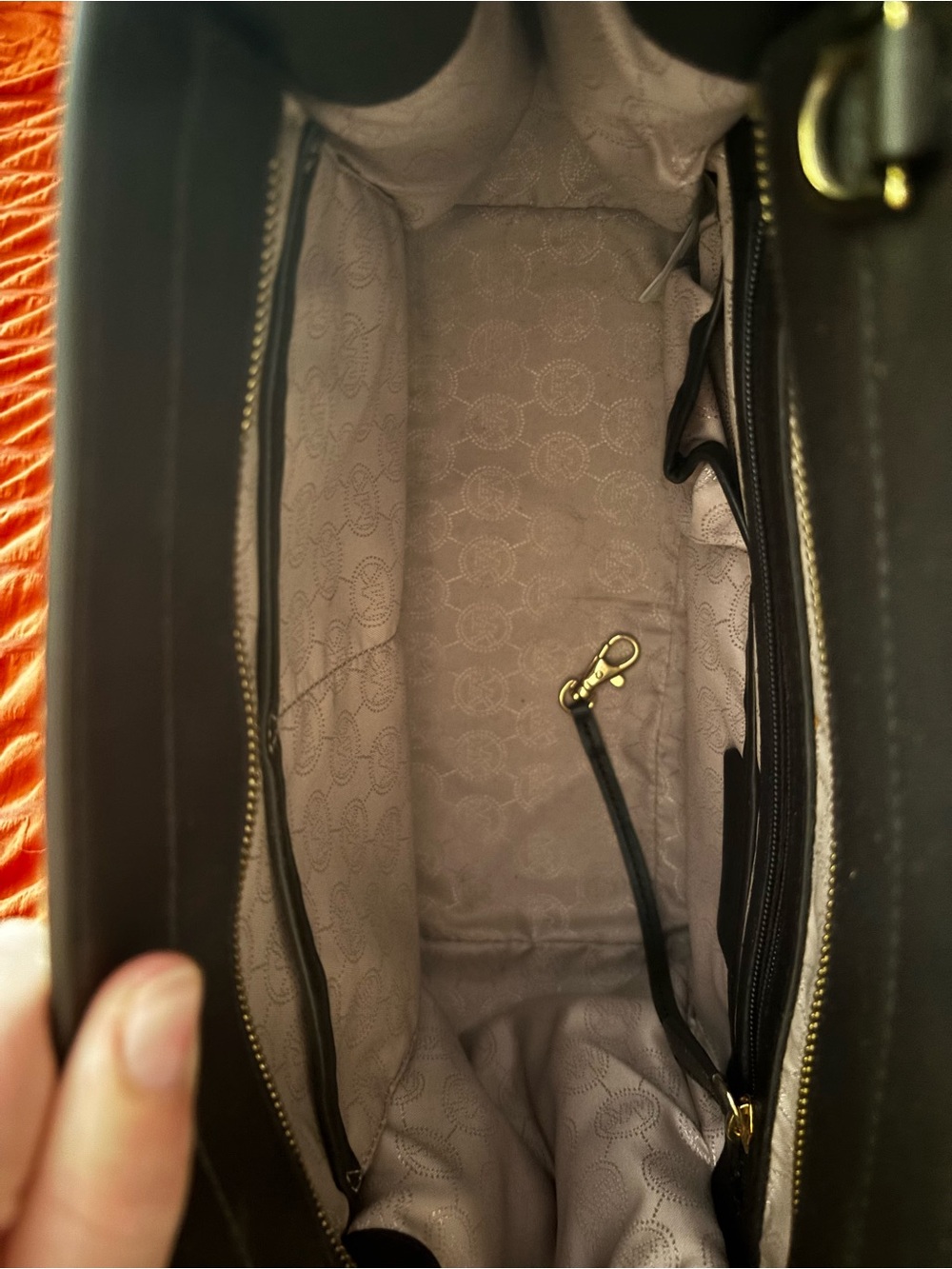 Michael Kors Brown and Green Camo Leather-Trim Tote - Picture 4 of 5